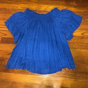 Off the shoulder blue top